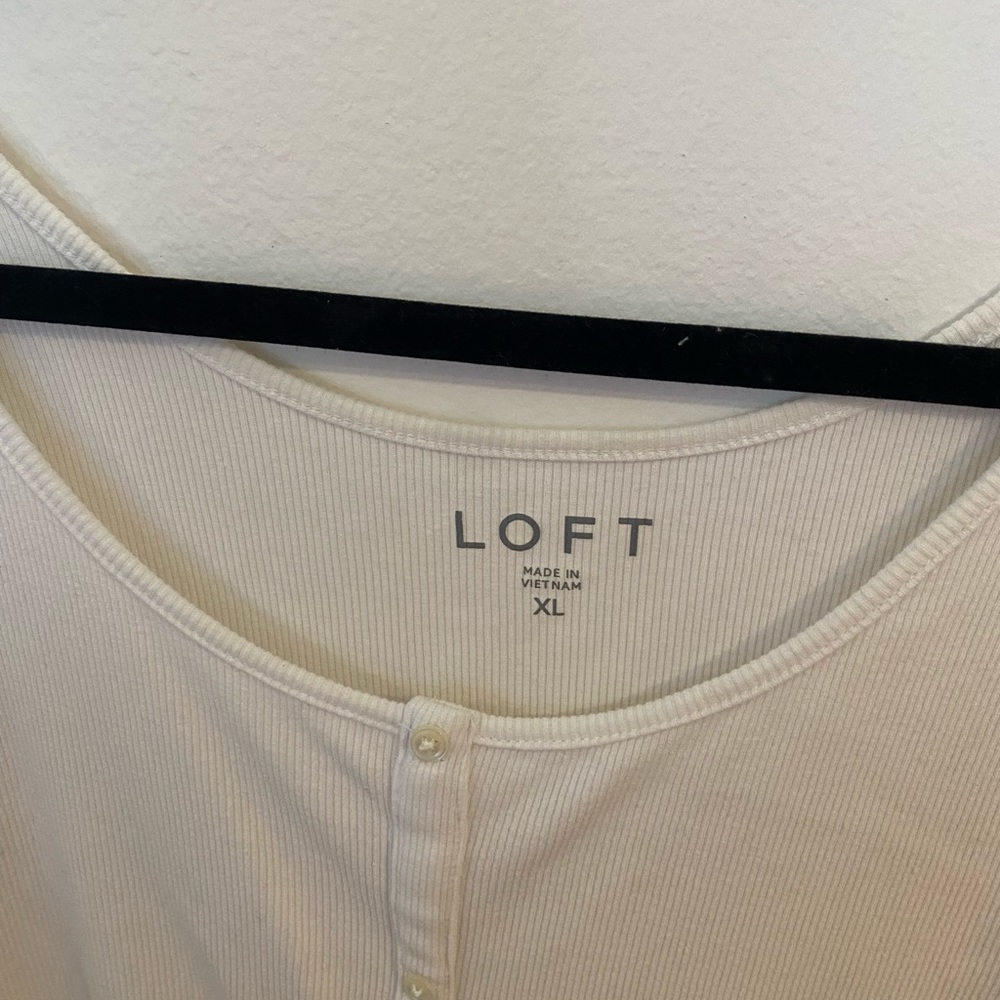 LOFT White Button Down Tee XL